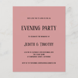 Budget Black Text Dusty Pink Evening Party nodigt 