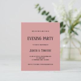 Budget Black Text Dusty Pink Evening Party nodigt 
