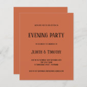 Budget Black Text Terracotta Evening Party nodigt (Voorkant / Achterkant)