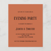Budget Black Text Terracotta Evening Party nodigt (Voorkant)