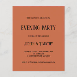 Budget Black Text Terracotta Evening Party nodigt 
