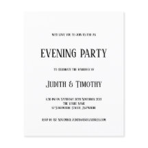 Budget Black Text White Evening Party nodigt uit
