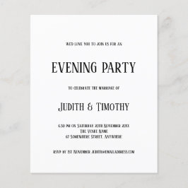 Budget Black Text White Evening Party nodigt uit