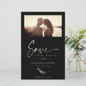 Budget Black Trendy Branches Wedding Photo Couple (Staand voorkant)