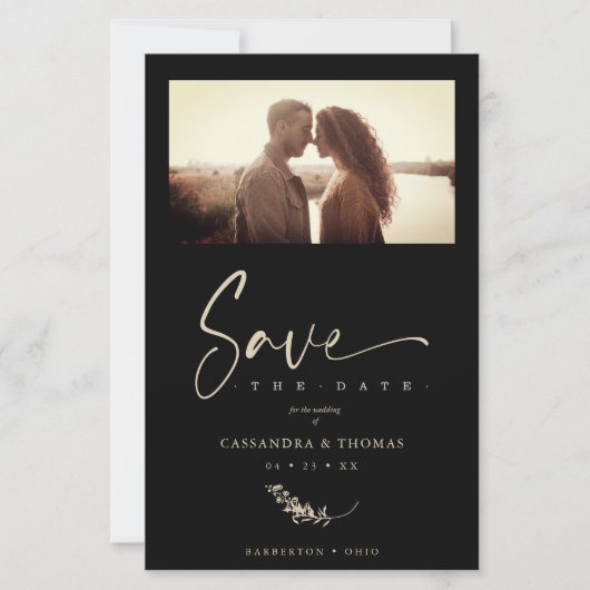 Budget Black Trendy Branches Wedding Photo Couple (Voorkant)