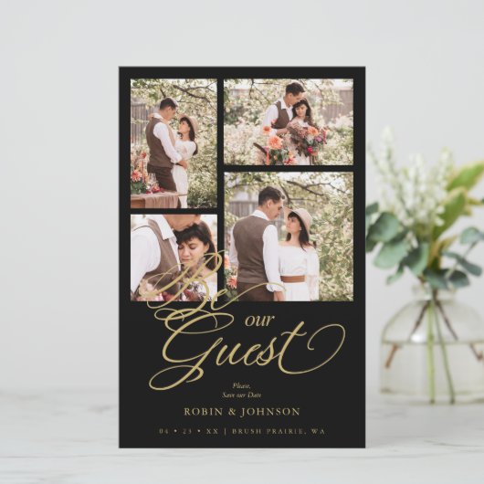 Budget Black Trendy Collage 4 Photos Luxury Script (Staand voorkant)