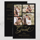 Budget Black Trendy Collage 4 Photos Luxury Script (Voorkant / Achterkant)