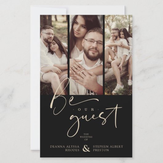 Budget Black Trendy Collage Wedding 3 Foto's (Voorkant)