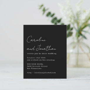 Budget Black Type writer Script Wedding Invite