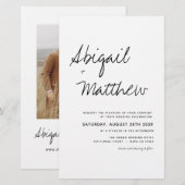 Budget Black White Boho Simple Wedding Invitation (Voorkant / Achterkant)