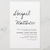 Budget Black White Boho Simple Wedding Invitation Flyer (Voorkant)