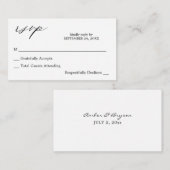 Budget Black & White Calligraphy 2 no Meal RSVP Informatiekaartje (Voorkant / Achterkant)