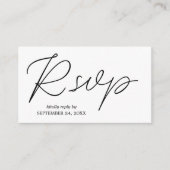 Budget Black & White Calligraphy 3 RSVP met maalti Informatiekaartje (Voorkant)