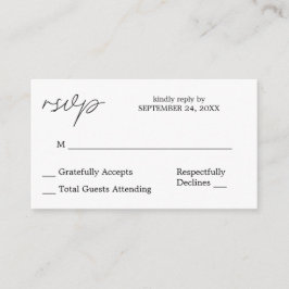 Budget Black & White Calligraphy 3 RSVP no Meal Informatiekaartje