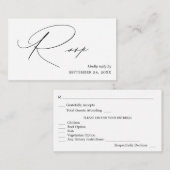 Budget Black & White Calligraphy 4 met Meal RSVP Informatiekaartje (Voorkant / Achterkant)