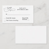 Budget Black & White Calligraphy 7 RSVP no Meal Informatiekaartje (Voorkant / Achterkant)