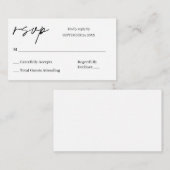 Budget Black & White Calligraphy 8 RSVP no Meal Informatiekaartje (Voorkant / Achterkant)