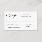 Budget Black & White Calligraphy 8 RSVP no Meal Informatiekaartje (Voorkant)