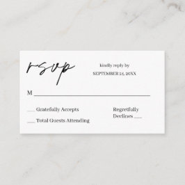 Budget Black & White Calligraphy 8 RSVP no Meal Informatiekaartje
