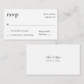 Budget Black & White Calligraphy 9 No Meal RSVP Informatiekaartje (Voorkant / Achterkant)