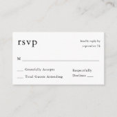 Budget Black & White Calligraphy 9 No Meal RSVP Informatiekaartje (Voorkant)