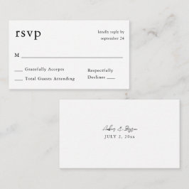 Budget Black & White Calligraphy 9 No Meal RSVP Informatiekaartje
