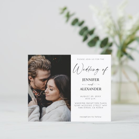 Budget Black & White Calligraphy Simple Wedding (Staand voorkant)