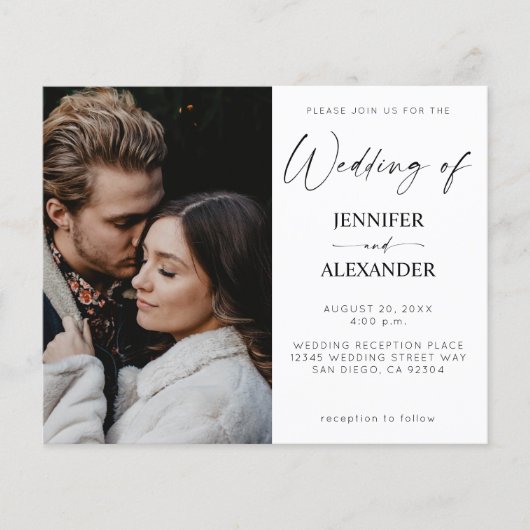 Budget Black & White Calligraphy Simple Wedding (Voorkant)