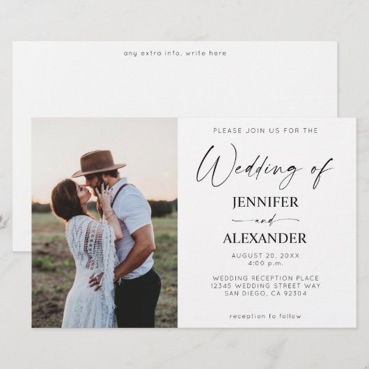 Budget Black & White Calligraphy Simple Wedding 2 (Voorkant / Achterkant)