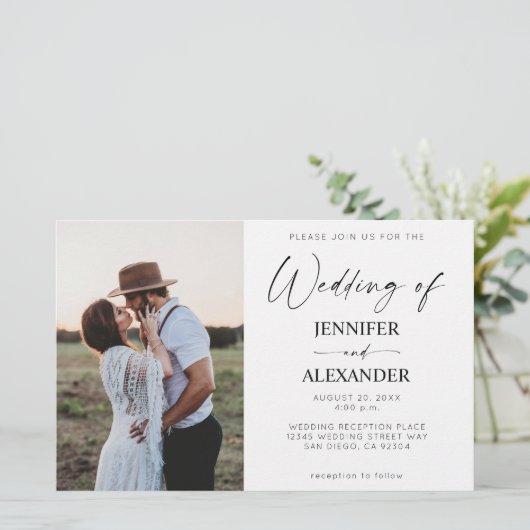 Budget Black & White Calligraphy Simple Wedding 2 (Staand voorkant)