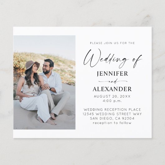 Budget Black & White Calligraphy Simple Wedding 3 (Voorkant)