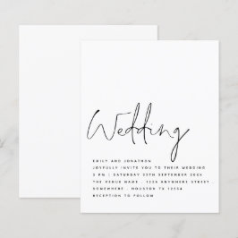 BUDGET Black White Elegant Script Weddenschap Invi