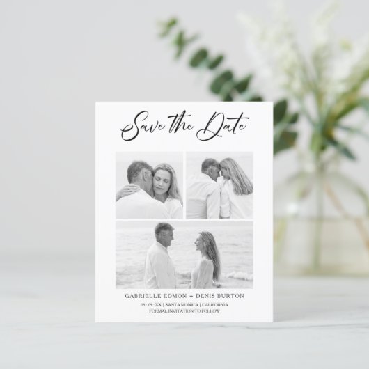 Budget Black White Floral 2 Foto's Trendy Collage (Staand voorkant)