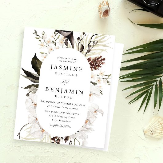 Budget Black & White Floral Beachy Wedding