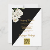 Budget Black & White Floral Wedding Kaart (Achterkant)
