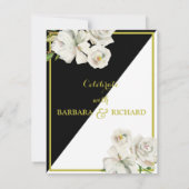 Budget Black & White Floral Wedding Save Date Aankondiging (Achterkant)