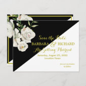 Budget Black & White Floral Wedding Save Date Kaart (Voorkant / Achterkant)