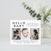 BUDGET Black White Foto geboorteaankondiging (Staand voorkant)