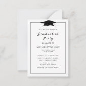 Budget Black White Graduation Party Invitation Pet Notitiekaartje (Voorkant)