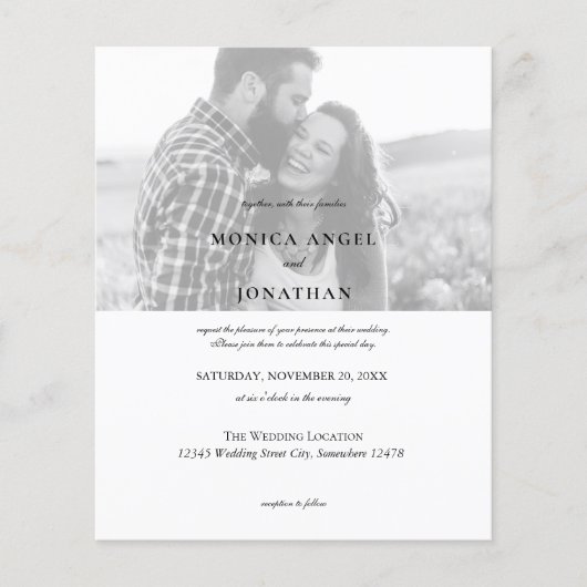 Budget Black White Horizontal Photo Wedding Flyer (Voorkant)