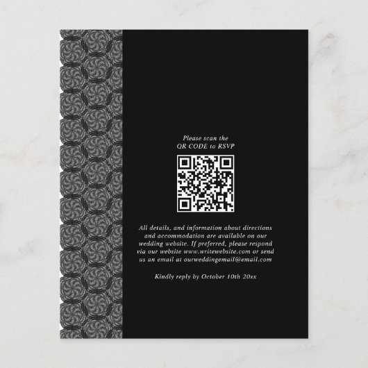Budget Black & White Lace Wedding Invitation Flyer (Achterkant)