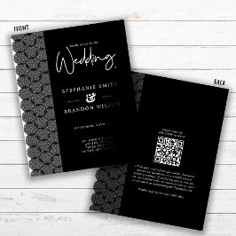 Budget Black & White Lace Wedding Invitation Flyer
