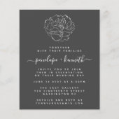 Budget Black White Minimal Floral Wedding Invite (Voorkant)