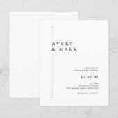 Budget Black White Minimalist Wedding Invitation (Voorkant / Achterkant)