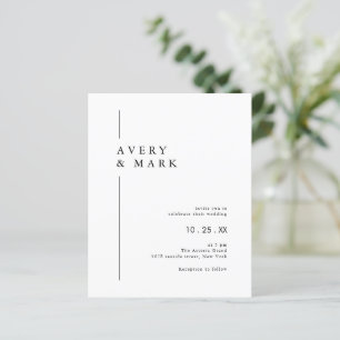 Budget Black White Minimalist Wedding Invitation