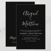 Budget Black White Minimalist Wedding Invitation (Voorkant / Achterkant)