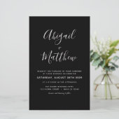 Budget Black White Minimalist Wedding Invitation (Staand voorkant)