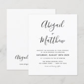 Budget Black White Minimalist Wedding Invitation (Voorkant / Achterkant)