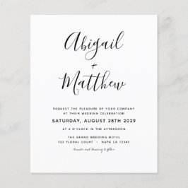 Budget Black White Minimalist Wedding Invitation Flyer