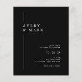 Budget Black White Minimalist Wedding Invitation Flyer (Voorkant)